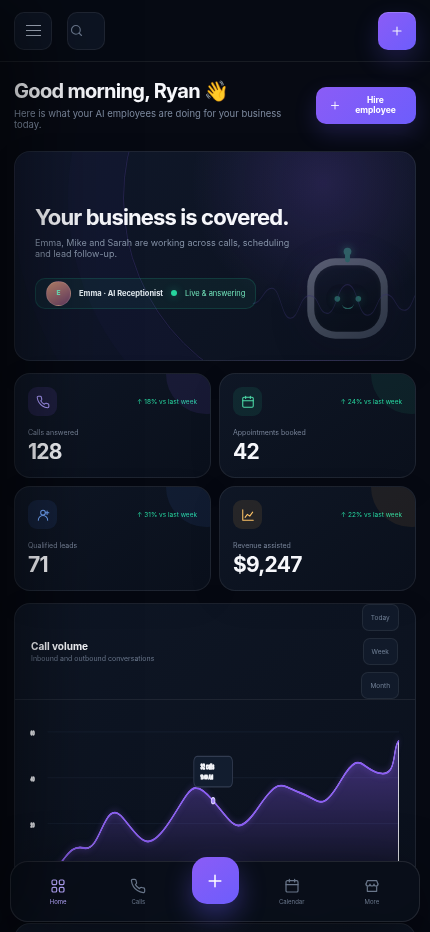Agentlivo mobile dashboard